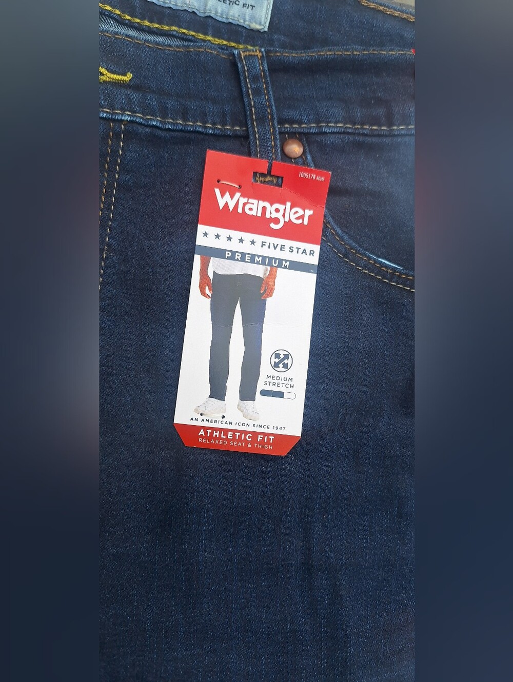 Wrangler Mens Blue Jeans Denim Athletic Fit Medium Stretch 36 X 30 Relaxed NWT